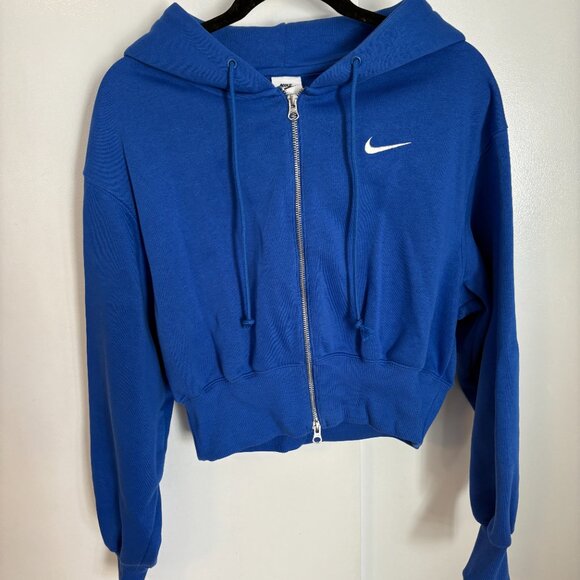 Nike Phoenix Fleece Women's Loose Cropped Full-Zip Hoodie - Blue small - Picture 1 of 6